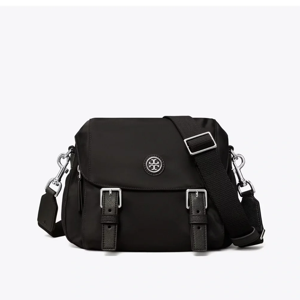 Tory Burch Virginia Recycled Nylon Small Messenger Crossbody ~NWT~ Black - Picture 2 of 14